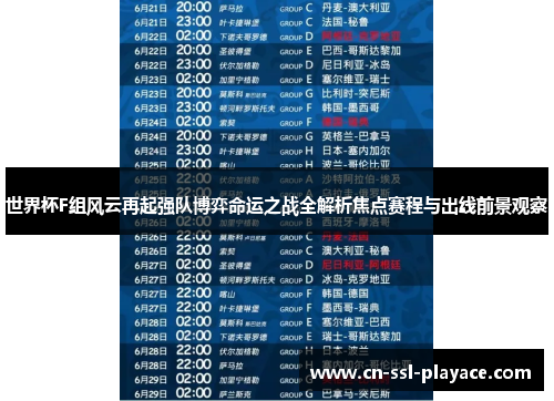 世界杯F组风云再起强队博弈命运之战全解析焦点赛程与出线前景观察